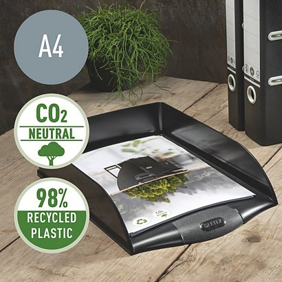 LEITZ Vaschetta portacorrispondenza Recycle Zero emissioni CO2, 98% plastica riciclata, Nero - 1