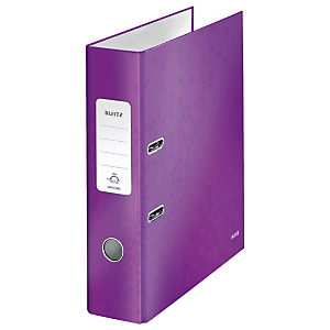 Leitz Wow Archivador de palanca de 180º, A4, Lomo 80 mm, Capacidad 600 hojas, Cartón resistente recubierto de papel impreso plastificado, Violeta Leitz Wow Archivador de palanca de 180º, A4, Lomo 80 mm, Capacidad 600 hojas, Cartón resistente recubierto de papel impreso plastificado, Violeta