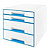 Leitz WOW Cajonera de escritorio, A4 Maxi, 4 cajones, 287 x 270 x 363 mm, blanco y azul metalizado - 1
