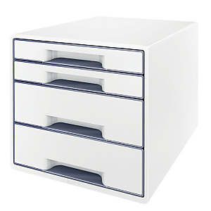 Leitz WOW Cajonera de escritorio, A4 Maxi, 4 cajones, 287 x 270 x 363 mm, blanco y gris Leitz WOW Cajonera de escritorio, A4 Maxi, 4 cajones, 287 x 270 x 363 mm, blanco y gris