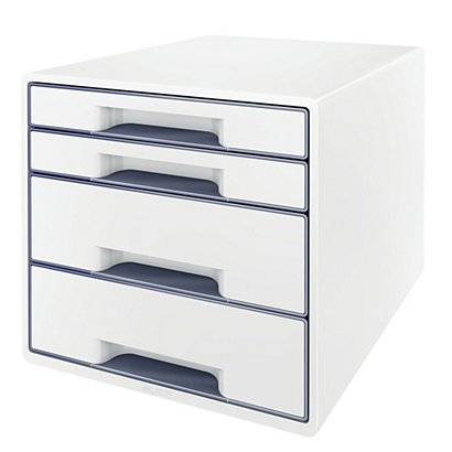 Leitz WOW Cajonera de escritorio, A4 Maxi, 4 cajones, 287 x 270 x 363 mm, blanco y gris - 1