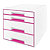Leitz WOW Cajonera de escritorio, A4 Maxi, 4 cajones, 287 x 270 x 363 mm, blanco y rosa metalizado - 1