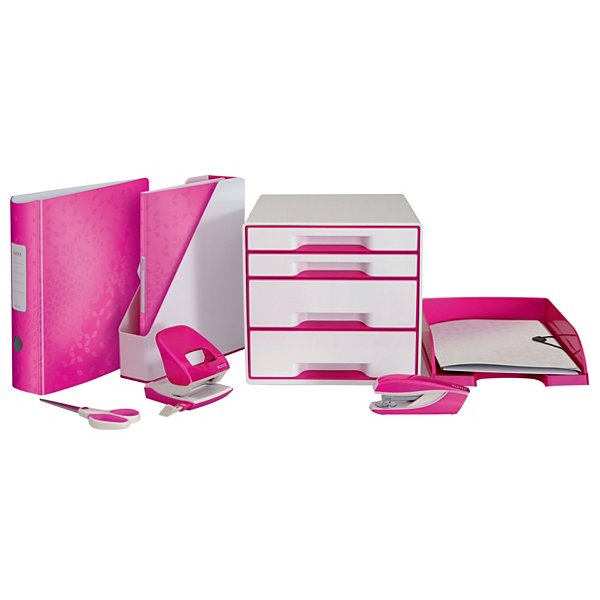 Leitz WOW Dual Color CUBE Cassettiera da scrivania, 4 cassetti, A4 maxi, 287 x 270 x 363 mm, Bianco e Fucsia metallizzato - 3