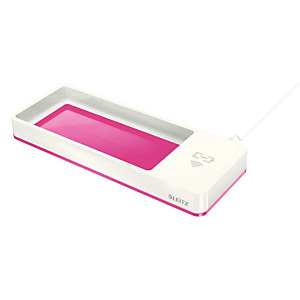 Leitz WOW Dual Color Organizer per scrivania con caricatore a induzione, Dimensioni 266 x 101 x 28 mm, Colore Bianco/Fucsia metallizzato Leitz WOW Dual Color Organizer per scrivania con caricatore a induzione, Dimensioni 266 x 101 x 28 mm, Colore Bianco/Fucsia metallizzato