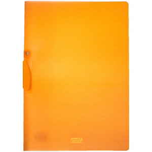 LEONARDI Cartellina con clip fermafogli, 22 x 30 cm, Capacità 40 fogli, PPL, Arancione trasparente