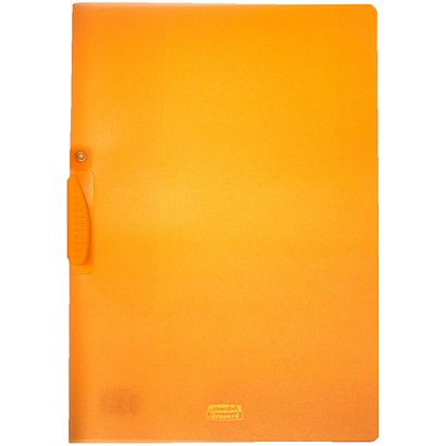 LEONARDI Cartellina con clip fermafogli, 22 x 30 cm, Capacità 40 fogli, PPL, Arancione trasparente