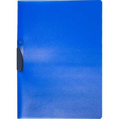 LEONARDI Cartellina con clip fermafogli, 22 x 30 cm, Capacità 40 fogli, PPL, Blu trasparente