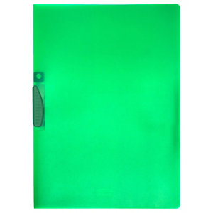 LEONARDI Cartellina con clip fermafogli, 22 x 30 cm, Capacità 40 fogli, PPL, Verde trasparente