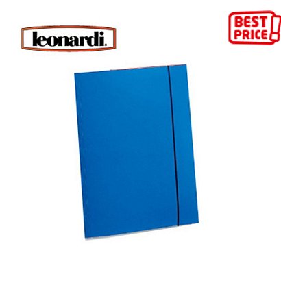 LEONARDI Cartelline a 3 lembi con elastico - Azzurro (confezione 10 pezzi) - 1