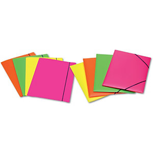 LEONARDI Cartelline a 3 lembi "Shocking File" - Colori assortiti Fluo - Con elastico lungo - F.to utile 23,5 x 34,5 cm.