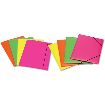LEONARDI Cartelline a 3 lembi "Shocking File" - Colori assortiti Fluo - Con elastico lungo - F.to utile 23,5 x 34,5 cm. - 1