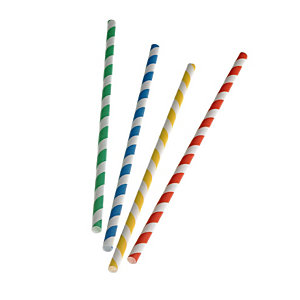 LEONE Cannuccia monouso in carta, Ecologico, ø 0,6 x 21 cm, Colori assortiti (confezione 250 pezzi)
