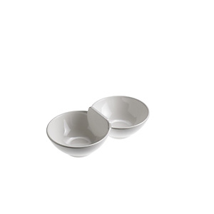 LEONE Ciotola doppia in melamina, 24 x 8 x 4,3 cm, Bianco LEONE Ciotola doppia in melamina, 24 x 8 x 4,3 cm, Bianco