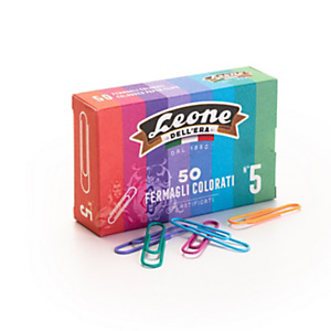 LEONE DELL'ERA Fermagli plastificati colorati N°5, Lunghezza 50 mm, Punta Arrotondata, Colori pastello assortiti (confezione 50 pezzi) LEONE DELL'ERA Fermagli plastificati colorati N°5, Lunghezza 50 mm, Punta Arrotondata, Colori pastello assortiti (confezione 50 pezzi)