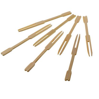 LEONE Forchettine monouso Lux in legno di bambù, 9 cm (confezione 100 pezzi) - 1