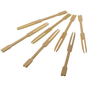 LEONE Forchettine monouso Lux in legno di bamboo, 9 cm (confezione 100 pezzi)