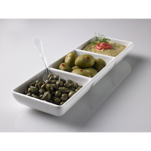 LEONE Vaschetta rettangolare a 3 scomparti in melamina, 22 x 7 x 2,5 cm, Bianco LEONE Vaschetta rettangolare a 3 scomparti in melamina, 22 x 7 x 2,5 cm, Bianco