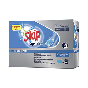 Lessive capsules Skip Professional pour textiles blancs, sachet de 46