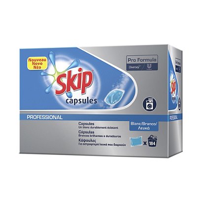 Lessive capsules Skip Professional pour textiles blancs, sachet de 46 -  Lessive en dosettes