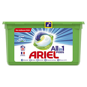 Lessive liquide en dosette Ariel pods 3 en 1, 31 doses fraîcheur Alpine Lessive liquide en dosette Ariel pods 3 en 1, 31 doses fraîcheur Alpine