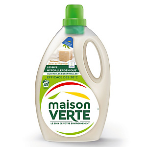 Lessive liquide écologique Maison Verte savon de Marseille 2,4 L - 40 doses Lessive liquide écologique Maison Verte savon de Marseille 2,4 L - 40 doses