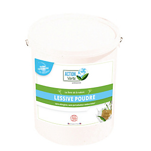 Lessive poudre concentrée écologique Action Verte, seau de 10 kg pour 145 machines Lessive poudre concentrée écologique Action Verte, seau de 10 kg pour 145 machines