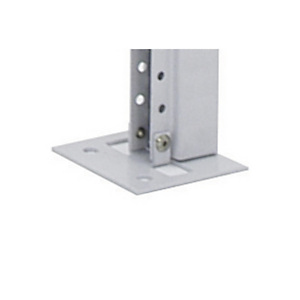 Levelling plates and holding down bolts for longspan heavy duty warehouse shelving Levelling plates and holding down bolts for longspan heavy duty warehouse shelving