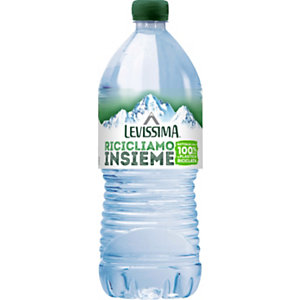 LEVISSIMA Riciclami 100% Acqua minerale, Naturale, Bottiglia 100% di R-PET, 1 l (confezione 6 bottiglie)