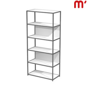 Libreria alta modulare Afrodite, 90 x 44 x 200 cm, Metallo/Nobilitato Melaminico, Struttura Antracite, Ripiani e Retro Bianchi Libreria alta modulare Afrodite, 90 x 44 x 200 cm, Metallo/Nobilitato Melaminico, Struttura Antracite, Ripiani e Retro Bianchi