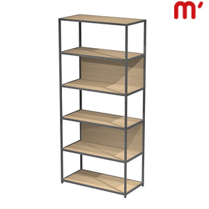 Libreria alta modulare Afrodite, 90 x 44 x 200 cm, Metallo/Nobilitato Melaminico, Struttura Antracite, Ripiani e Retro Rovere Libreria alta modulare Afrodite, 90 x 44 x 200 cm, Metallo/Nobilitato Melaminico, Struttura Antracite, Ripiani e Retro Rovere