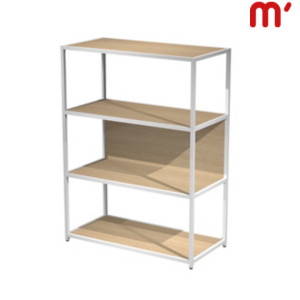 Libreria bassa modulare Afrodite, 90 x 44 x 122 cm, Metallo/Nobilitato Melaminico, Struttura Bianca, Ripiani e Retro Rovere Libreria bassa modulare Afrodite, 90 x 44 x 122 cm, Metallo/Nobilitato Melaminico, Struttura Bianca, Ripiani e Retro Rovere