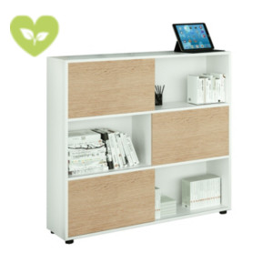 Libreria con 3 ante scorrevoli Sliding, 120 x 35 x 116,2 cm, Struttura Bianca, Ante Rovere Libreria con 3 ante scorrevoli Sliding, 120 x 35 x 116,2 cm, Struttura Bianca, Ante Rovere