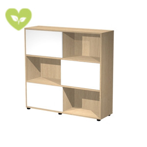 Libreria con 3 ante scorrevoli Sliding, 120 x 35 x 116,2 cm, Struttura Rovere, Ante Bianche Libreria con 3 ante scorrevoli Sliding, 120 x 35 x 116,2 cm, Struttura Rovere, Ante Bianche