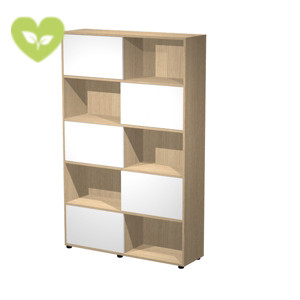 Libreria con 5 ante scorrevoli Sliding, 120 x 35 x 190,6 cm, Struttura Rovere, Ante Bianche Libreria con 5 ante scorrevoli Sliding, 120 x 35 x 190,6 cm, Struttura Rovere, Ante Bianche
