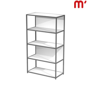 Libreria media modulare Afrodite, 90 x 44 x 161 cm, Metallo/Nobilitato Melaminico, Struttura Antracite, Ripiani e Retro Bianchi Libreria media modulare Afrodite, 90 x 44 x 161 cm, Metallo/Nobilitato Melaminico, Struttura Antracite, Ripiani e Retro Bianchi