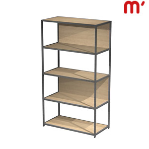 Libreria media modulare Afrodite, 90 x 44 x 161 cm, Metallo/Nobilitato Melaminico, Struttura Antracite, Ripiani e Retro Rovere Libreria media modulare Afrodite, 90 x 44 x 161 cm, Metallo/Nobilitato Melaminico, Struttura Antracite, Ripiani e Retro Rovere