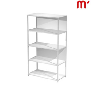 Libreria media modulare Afrodite, 90 x 44 x 161 cm, Metallo/Nobilitato Melaminico, Struttura Bianca, Ripiani e Retro Bianchi Libreria media modulare Afrodite, 90 x 44 x 161 cm, Metallo/Nobilitato Melaminico, Struttura Bianca, Ripiani e Retro Bianchi