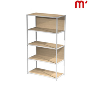Libreria media modulare Afrodite, 90 x 44 x 161 cm, Metallo/Nobilitato Melaminico, Struttura Bianca, Ripiani e Retro Rovere Libreria media modulare Afrodite, 90 x 44 x 161 cm, Metallo/Nobilitato Melaminico, Struttura Bianca, Ripiani e Retro Rovere