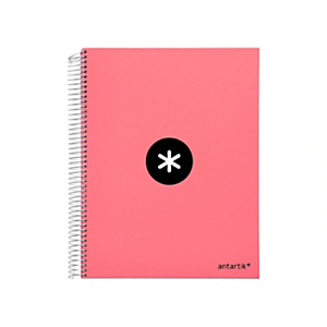 LIDERPAPEL Antartik Cuaderno, espiral, A4 microperforado, tapa forrada, 120 hojas, 100 gr, liso, 5 bandas, 4 taladros, color coral LIDERPAPEL Antartik Cuaderno, espiral, A4 microperforado, tapa forrada, 120 hojas, 100 gr, liso, 5 bandas, 4 taladros, color coral