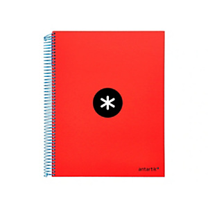 LIDERPAPEL Antartik Cuaderno, espiral, A4 microperforado, tapa forrada, 120 hojas, 100 gr, liso, bandas, 4 taladros, rojo LIDERPAPEL Antartik Cuaderno, espiral, A4 microperforado, tapa forrada, 120 hojas, 100 gr, liso, bandas, 4 taladros, rojo