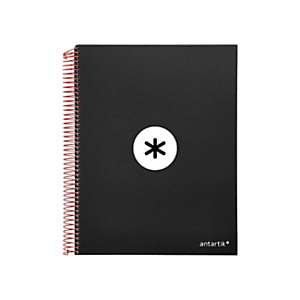 LIDERPAPEL Antartik Cuaderno, espiral, A4 microperforado, tapa forrada, 120 hojas, 100 gr, rayado horizontal, 5 bandas, 4 taladros, negro LIDERPAPEL Antartik Cuaderno, espiral, A4 microperforado, tapa forrada, 120 hojas, 100 gr, rayado horizontal, 5 bandas, 4 taladros, negro