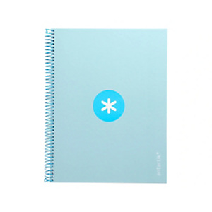 LIDERPAPEL Antartik Cuaderno, espiral, A4 microperforado, tapa forrada, 80 hojas, 90 gr, cuadriculado 5 mm, 1 banda, 4 taladros, celeste LIDERPAPEL Antartik Cuaderno, espiral, A4 microperforado, tapa forrada, 80 hojas, 90 gr, cuadriculado 5 mm, 1 banda, 4 taladros, celeste