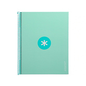 LIDERPAPEL Antartik Cuaderno, espiral, A4 microperforado, tapa forrada, 80 hojas, 90 gr, cuadriculado 5 mm, 1 banda, 4 taladros, color menta LIDERPAPEL Antartik Cuaderno, espiral, A4 microperforado, tapa forrada, 80 hojas, 90 gr, cuadriculado 5 mm, 1 banda, 4 taladros, color menta