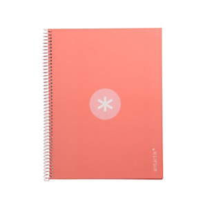 LIDERPAPEL Antartik Cuaderno, espiral, A4 microperforado, tapa forrada, 80 hojas, 90 gr, cuadriculado 5 mm, 1 banda, 4 taladros, rosa claro LIDERPAPEL Antartik Cuaderno, espiral, A4 microperforado, tapa forrada, 80 hojas, 90 gr, cuadriculado 5 mm, 1 banda, 4 taladros, rosa claro
