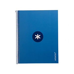 LIDERPAPEL Antartik Cuaderno, espiral, A4 microperforado, tapa forrada, 80 hojas, 90 gr, rayado horizontal, 1 banda, 4 taladros, azul oscuro LIDERPAPEL Antartik Cuaderno, espiral, A4 microperforado, tapa forrada, 80 hojas, 90 gr, rayado horizontal, 1 banda, 4 taladros, azul oscuro