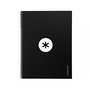 LIDERPAPEL Antartik Cuaderno, espiral, A4 microperforado, tapa forrada, 80 hojas, 90 gr, rayado horizontal, 1 banda, 4 taladros, negro LIDERPAPEL Antartik Cuaderno, espiral, A4 microperforado, tapa forrada, 80 hojas, 90 gr, rayado horizontal, 1 banda, 4 taladros, negro