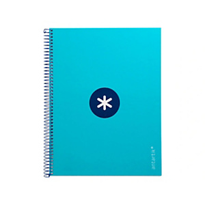 LIDERPAPEL Antartik Cuaderno, espiral, A4 microperforado, tapa forrada, 80 hojas, 90 gr, rayado horizontal, 1 banda, 4 taladros, turquesa LIDERPAPEL Antartik Cuaderno, espiral, A4 microperforado, tapa forrada, 80 hojas, 90 gr, rayado horizontal, 1 banda, 4 taladros, turquesa