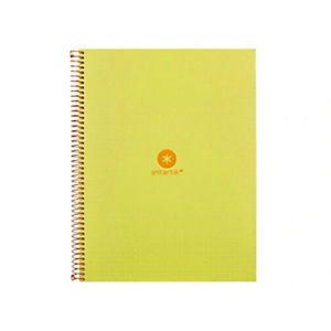 LIDERPAPEL Antartik Cuaderno, espiral, A4 microperforado, tapa forrada, 80 hojas, 90 gr, rayado puntos, 1 banda, 4 taladros, color amarillo LIDERPAPEL Antartik Cuaderno, espiral, A4 microperforado, tapa forrada, 80 hojas, 90 gr, rayado puntos, 1 banda, 4 taladros, color amarillo