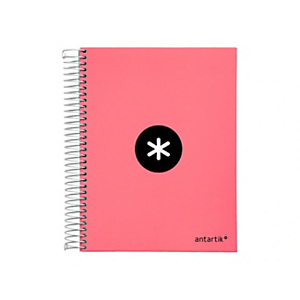 LIDERPAPEL Antartik Cuaderno, espiral, A5 microperforado, tapa forrada, 120 hojas, 90 gr, cuadriculado 5 mm, 6 bandas, 4 taladros, color coral LIDERPAPEL Antartik Cuaderno, espiral, A5 microperforado, tapa forrada, 120 hojas, 90 gr, cuadriculado 5 mm, 6 bandas, 4 taladros, color coral