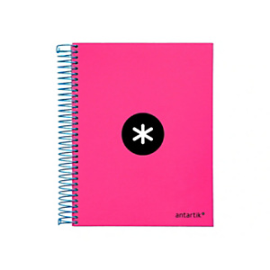 LIDERPAPEL Antartik Cuaderno, espiral, A5 microperforado, tapa forrada, 120 hojas, 90 gr, cuadriculado 5 mm, 6 bandas, 4 taladros, rosa LIDERPAPEL Antartik Cuaderno, espiral, A5 microperforado, tapa forrada, 120 hojas, 90 gr, cuadriculado 5 mm, 6 bandas, 4 taladros, rosa